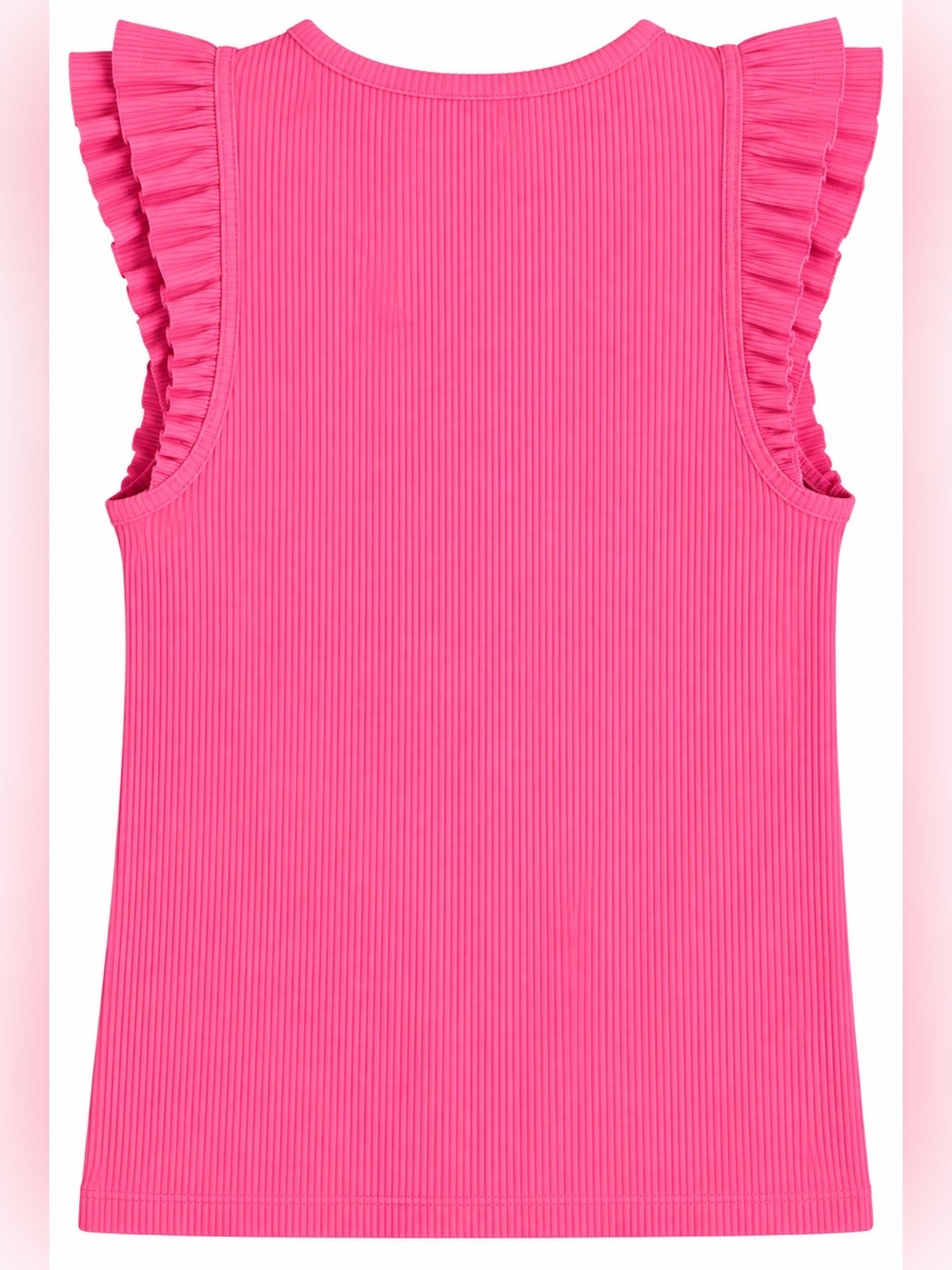 J.Crew Vintage Rib Ruffle Sleeve Shirt Fuchsia Pink Size XS